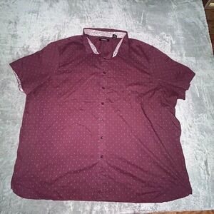 Axist Mens 4X Big & Tall Button Up Burgundy‎ Shirt